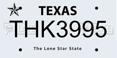 THK3995 Texas License Plate