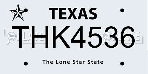 THK4536 Texas License Plate