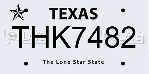 THK7482 Texas License Plate