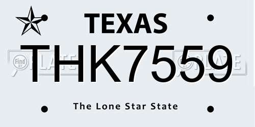 THK7559 Texas License Plate