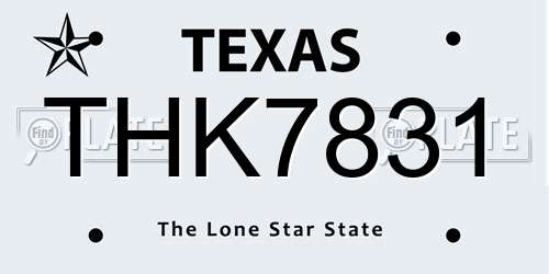 THK7831 Texas License Plate