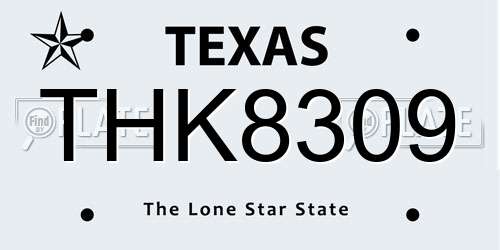 THK8309 Texas License Plate