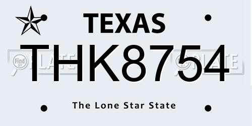THK8754 Texas License Plate