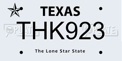 THK923 Texas License Plate