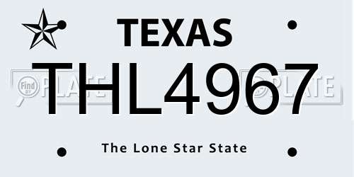 THL4967 Texas License Plate