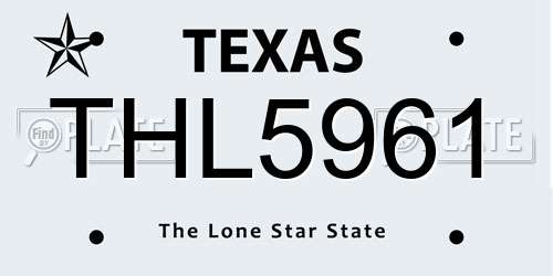 THL5961 Texas License Plate
