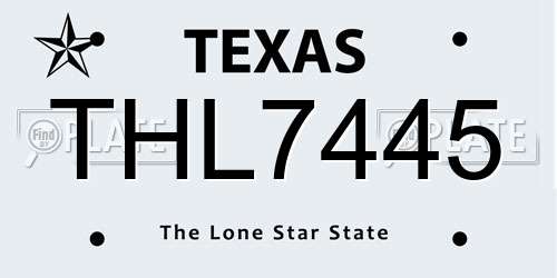 THL7445 Texas License Plate