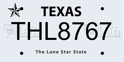 THL8767 Texas License Plate