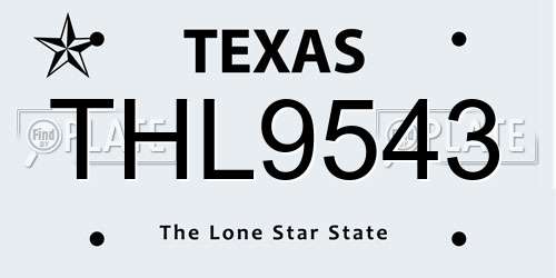 THL9543 Texas License Plate