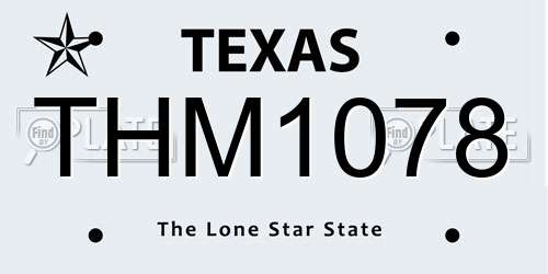 THM1078 Texas License Plate