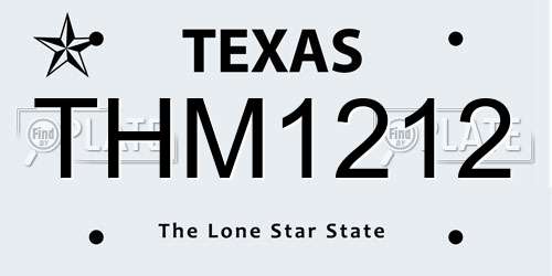THM1212 Texas License Plate