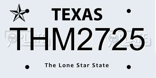 THM2725 Texas License Plate