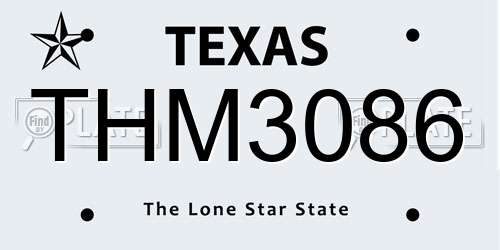 THM3086 Texas License Plate