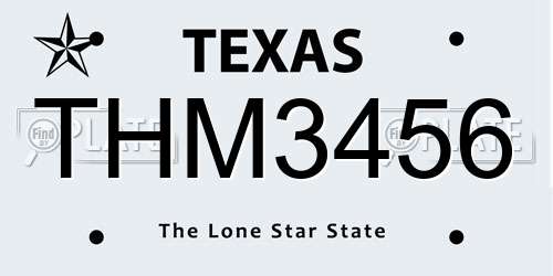 THM3456 Texas License Plate