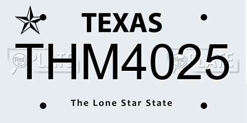THM4025 Texas License Plate