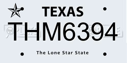 THM6394 Texas License Plate
