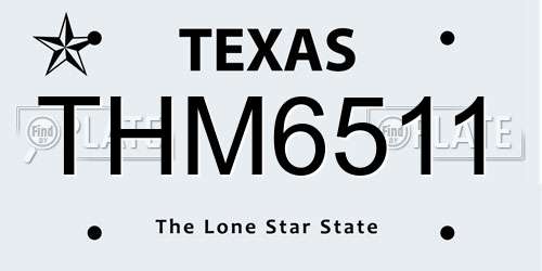 THM6511 Texas License Plate