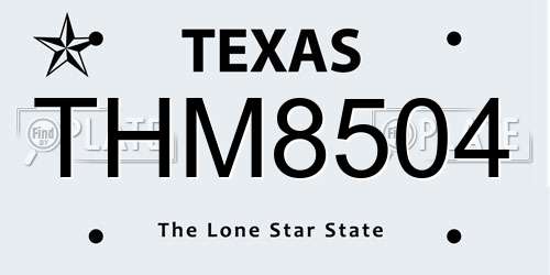 THM8504 Texas License Plate