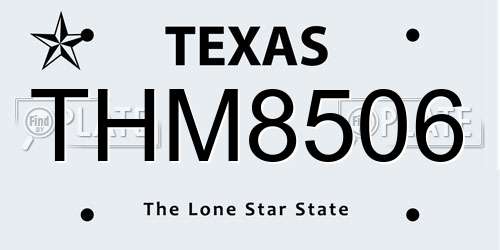 THM8506 Texas License Plate