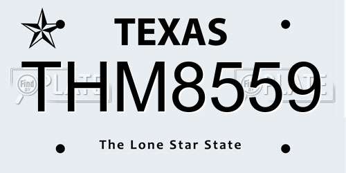 THM8559 Texas License Plate