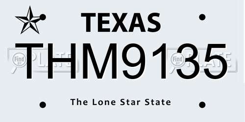 THM9135 Texas License Plate