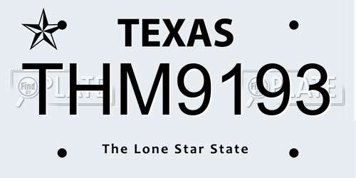 THM9193 Texas License Plate