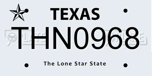 THN0968 Texas License Plate