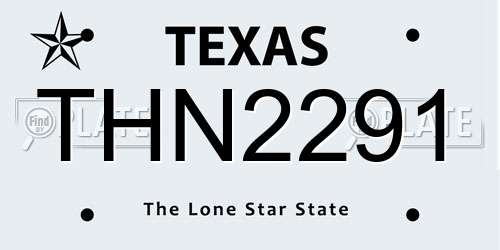 THN2291 Texas License Plate