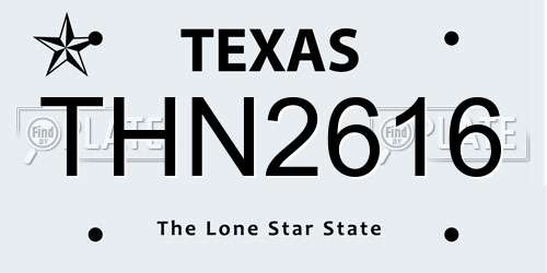 THN2616 Texas License Plate