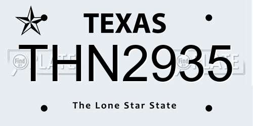 THN2935 Texas License Plate