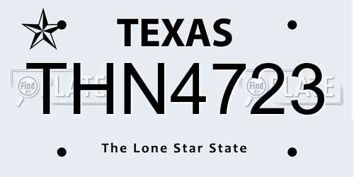THN4723 Texas License Plate