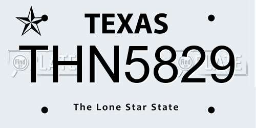 THN5829 Texas License Plate