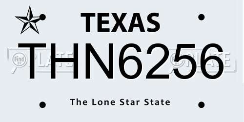 THN6256 Texas License Plate