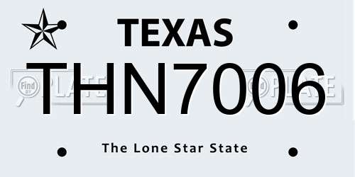THN7006 Texas License Plate
