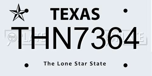 THN7364 Texas License Plate