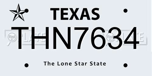 THN7634 Texas License Plate