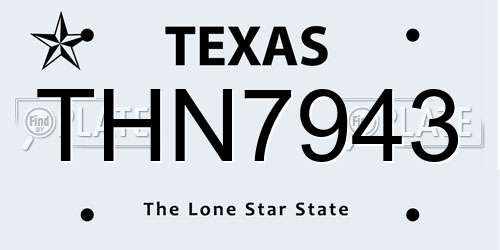 THN7943 Texas License Plate