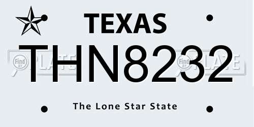 THN8232 Texas License Plate
