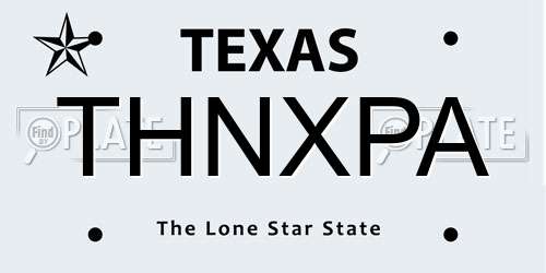 THNXPA Texas License Plate