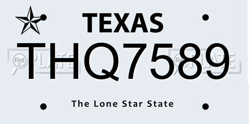 THQ7589 Texas License Plate