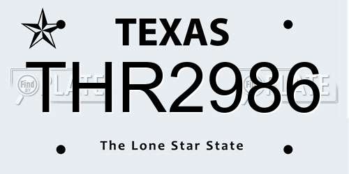 THR2986 Texas License Plate