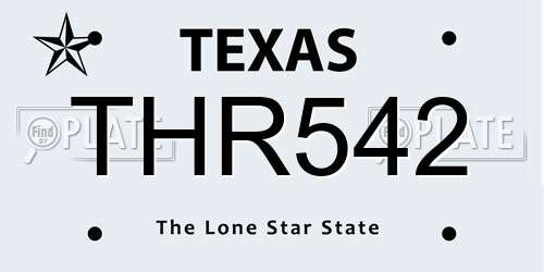 THR542 Texas License Plate