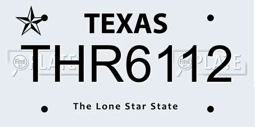 THR6112 Texas License Plate