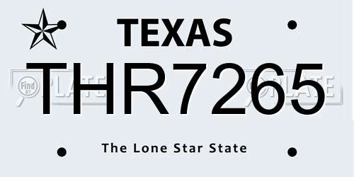 THR7265 Texas License Plate