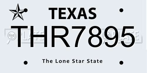 THR7895 Texas License Plate