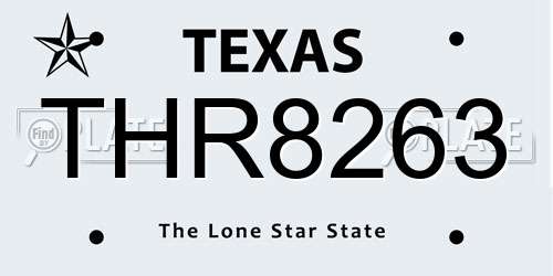 THR8263 Texas License Plate