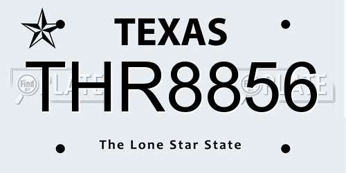 THR8856 Texas License Plate