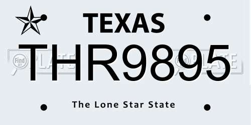 THR9895 Texas License Plate