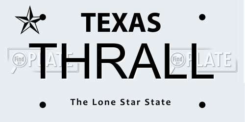 THRALL Texas License Plate