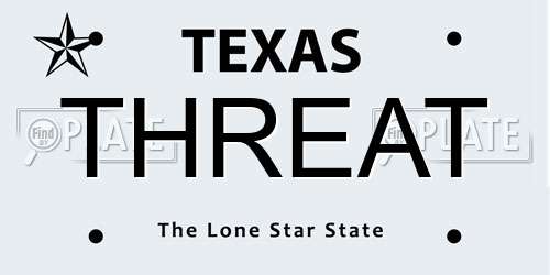 THREAT Texas License Plate